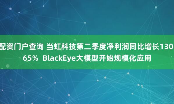 配资门户查询 当虹科技第二季度净利润同比增长130.65%  BlackEye大模型开始规模化应用